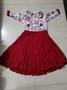 Red &amp; White Girls Dress Frock