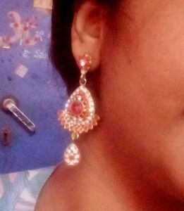 Elegant Red &amp; Gold Earring Set