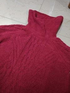Burgundy Turtleneck Knit Sweater