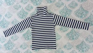 Turtle Neck Sweater For Women. Blue And White Stripes Turtle Neck Sweater