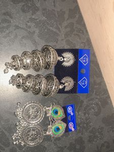 Statement Silver Jhumka Earrings