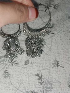 Silver Jhumka Earrings