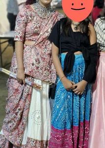 White Colourful Designer Gujarat Lehenga