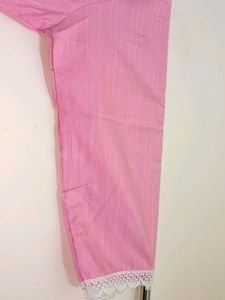 Pink Elegant Kurta With Lace, Sequin &amp; Thread Work