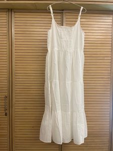 White Summer Dress, Cotton, Size L