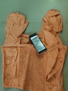 Peach Ruffle Crop Top