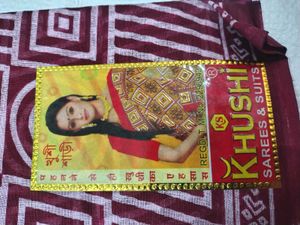 Maroon Saree Pure Cotton With Blouse And Peticoat