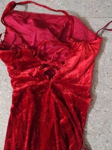 Velvet Dark Fem Side Slit One ShoulderOff Dress