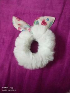Fluffy Bunny Ear Hair Scrunchies – Set of 3