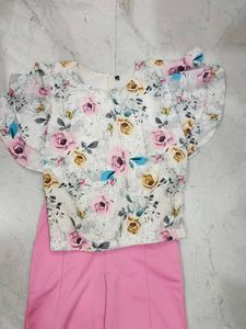 Floral Top &amp; Pink Pant Set