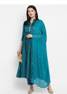 Teal Embroidered Kurta Set