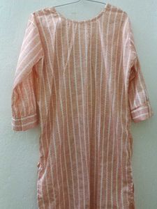 Straight Peach Embroidery Kurta