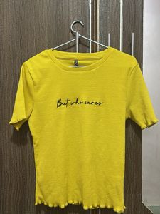 Yellow Graphic Crop Top