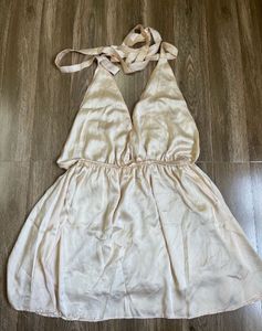 Pinterest Party Halterneck Satin Tie Up Mini Dress