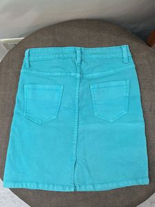 cute turquoise denim short skirt