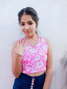 white &amp;pink flower printed top