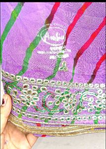 Elegant Purple Striped Saree💜💫