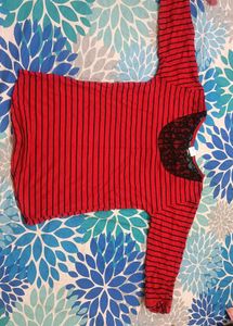 Red Striped Long Sleeve Top