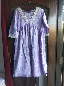 Lavender Floral Dress with Lace Detail