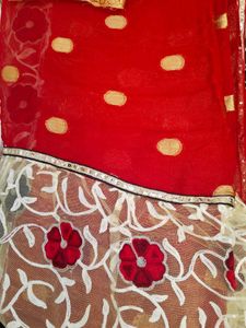Red Polka Dot Customised Saree