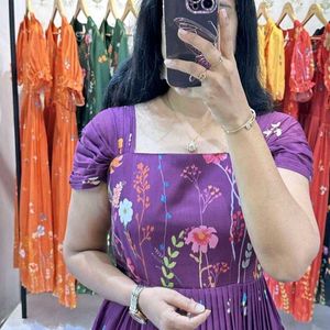 Floral Print Purple Midi Dress