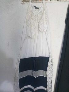 Lace Trim Striped Dress Taop And Jeans New1timeuse