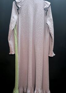 Dobby Georgette Long Dress Front Open