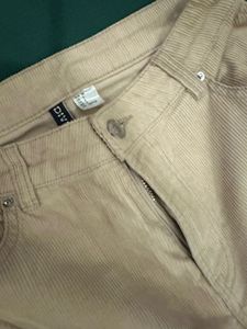 h&amp;m Beige Corduroy Straight Leg Pants