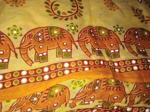Womens Cotton Yellow Elephant Printed Saree