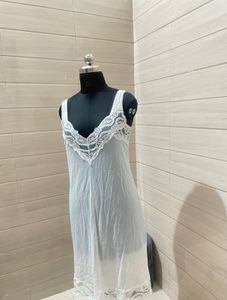 White Lace Trim Slip Dress