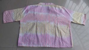 Multicolor Striped Cotton Crop Shirt For Women