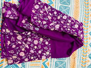 Women Purple Printed Silk Saree