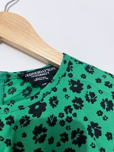 Green Floral Print Mini Dress