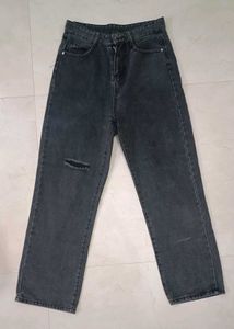 Urbanic Knee Cut Charcoal Black Jeans