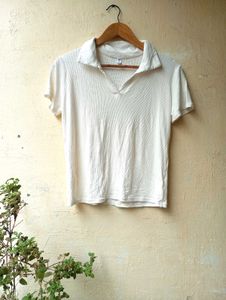 White Polo Crop Top (Women)