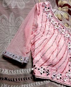 Pink embellished Ready To Wear Saree