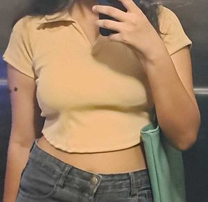 Ribbed Collar Crop Top