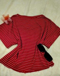 Red &amp; White Striped Crop Top