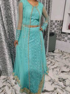 Partywear Lahanga With Long Shrug