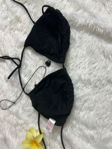 Black Padded Crochet Bikini Top