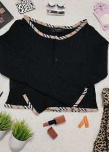Crop Black Trendy Jacket And Top