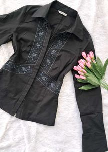 Y2k Fitted Embroidered Shirt