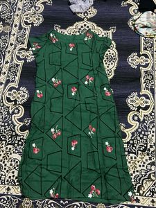 Green Floral Embroidered Dress