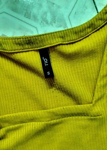 Yellow Ribbed Square Neck Top