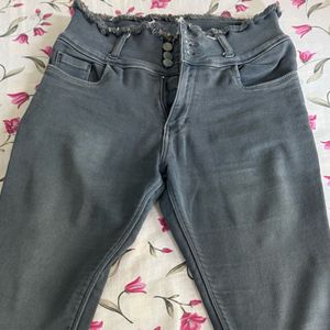 Stylish Grey High-Waist Skinny Jeans for Women