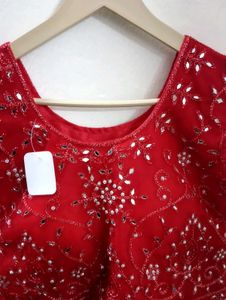 Red Embellished lehenga choli dupatta set