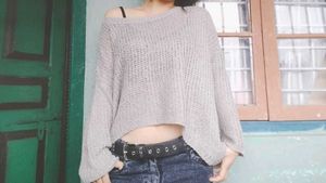 Grunge Grey Crochet Off Shoulder Sweater