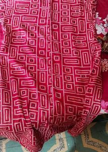Red Printed Kurti With White Pant
