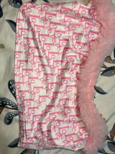 Pink Fur Trim Tube Top