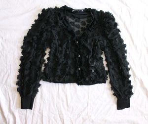 Zara Textured Floral Applique Jacket